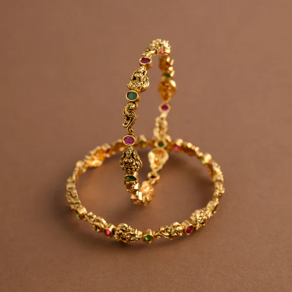 Mayura Green with Ruby Gems Bangles
